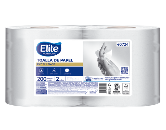 Toalla de Papel Elite Autocorte Doble Hoja Excellence 2 x 200 Mts.