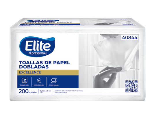 Toalla Elite Doblada Doble Hoja Blanca 200 HSJ X 18 PQ