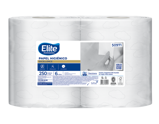 Papel Higiénico Elite Doble Hoja 250 Mts. x 6