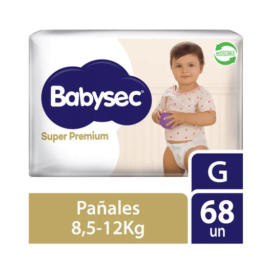 Pañales Babysec Super Premium Talla G Paquete x 68 unids