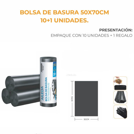 Bolsa de Basura 50x70 Resistente Aileda Rollo x 10 unids