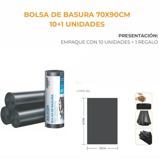 Bolsa de Basura 70x90 Resistente Aileda Rollo x 10 unids