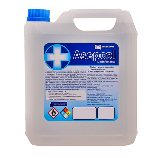 Desinfectante Alcohol + Amonio Cuaternario  Proquimia Asepcol Caja 2 X 5 Lts