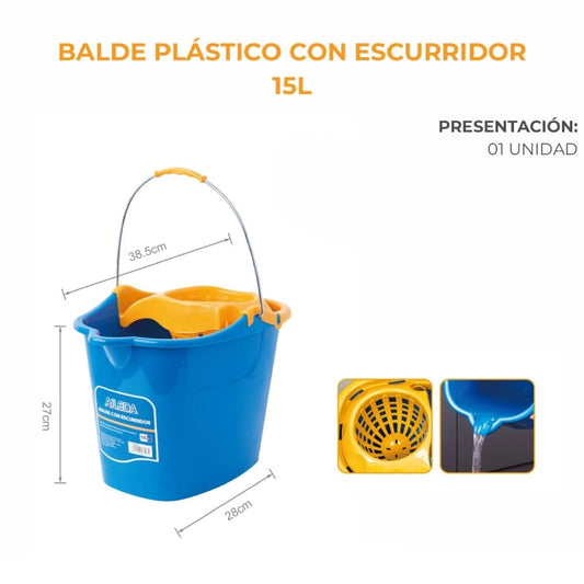 Balde Con Escurridor Para Mopa 15Lts