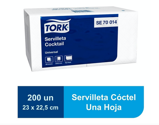 Servilleta Cocktail Tork Universal 24 Paquetes 200 Unidades