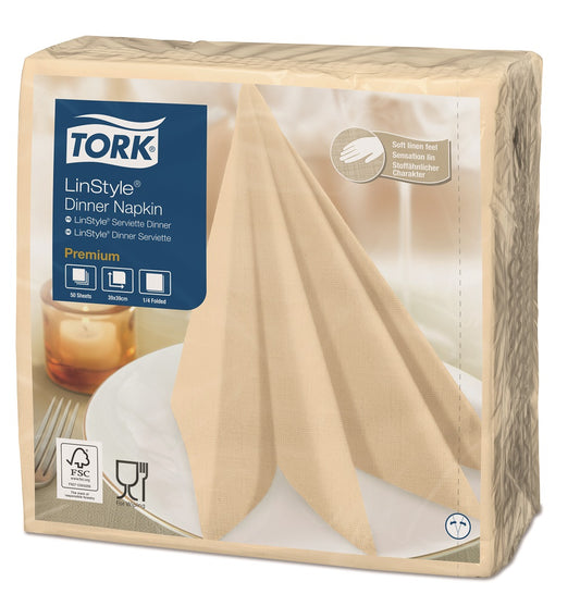 Servilleta Tork Premium Linstyle Crema (39X39 Cms) 12 Paquetes X 50 Und.